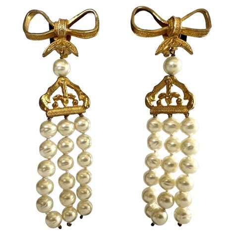 chanel pearl chandelier earrings